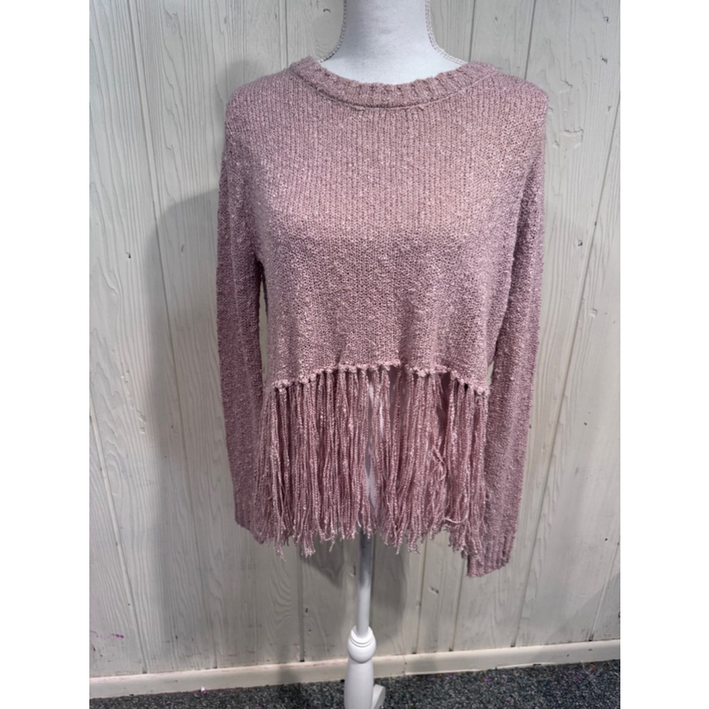 Fate by LFD Fringe Sweater Pink Beige Small